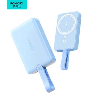 罗马仕/Romoss  磁吸充电宝自带线10000毫安适用于iphone14苹果13 超薄小巧可爱 自带线磁吸丨远峰蓝