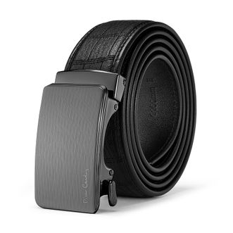 皮尔卡丹/Pierre Cardin  鹿皮皮带真皮腰带高端自动扣裤带合金扣头实木礼盒W43812081-7A（125cm）