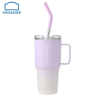 乐扣乐扣  幻彩双饮冰霸杯570ml 不锈钢内胆宽大口径高颜值办公室吸管杯保温杯紫色LHC6796FU