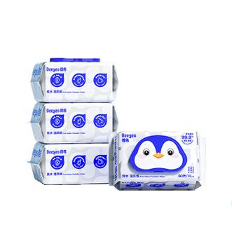 德佑/Deeyeo  纯水湿厕纸尝新装80抽*4包 洁厕湿纸巾厕所湿巾