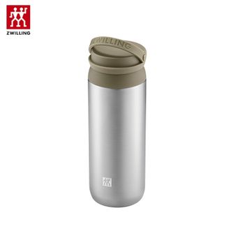 双立人  保温杯杯子提手泡茶杯450ml 茶滤杯316L不锈钢内胆长效锁温泡茶杯保温杯1029002橄榄绿