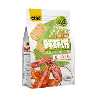 甘源  鲜虾片米饼仙贝零食饼干膨化食品  清新芥香味180G*3袋
