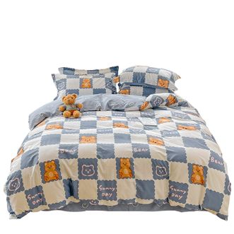 恒源祥  100全棉喷气印花四件套-心动熊仔