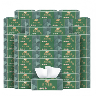 心相印  60包/18包/9包柔厚亲肤系列软抽纸3层100抽 抽取式面巾纸餐巾纸卫生纸擦手纸 家庭囤货装生活用纸