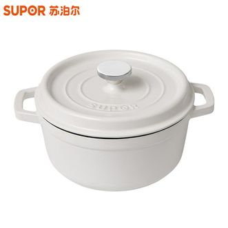 苏泊尔（SUPOR）  正品汤锅铸铁珐琅锅22cm煲汤 燃气电磁炉通用 茶白-ET22MF01-C
