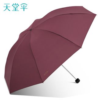 天堂伞  抗风拒水雨伞折叠加固商务雨伞8骨大雨伞男女士 暗红紫