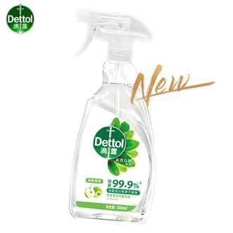 滴露/Dettol  净粹青苹味家居厨房清洁除菌喷雾500ml 冰箱除菌冰箱清洁剂冰箱除臭剂 成分温和安全 宝宝玩具也能用
