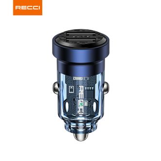 RECCI  征途充电器双USB口充电器双口输出车充支持12V-24V通用 RCC-N16透明蓝