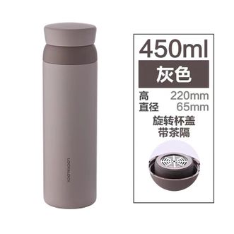 乐扣乐扣  憧憬旋转保温杯450ml 316不锈钢可拆卸杯盖水杯学生男女LHC4212灰色