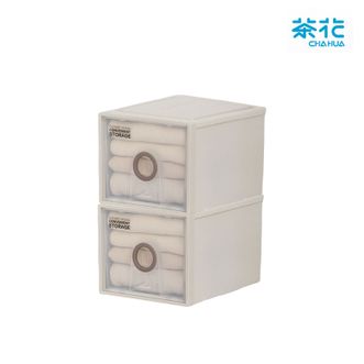 茶花  收纳箱B450L(两个装)990055 收纳盒内衣整理箱子储物箱抽屉式单层收纳柜30.5L两只装