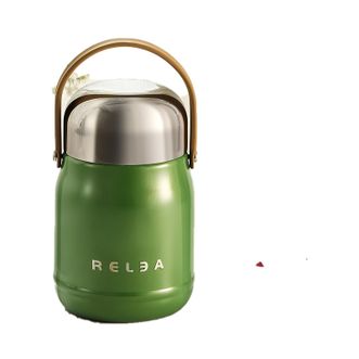 物生物（RELEA）  轻食焖烧罐316L不锈钢闷烧壶便携学生保温饭盒焖烧罐上班族保温桶 松绿色1200ml
