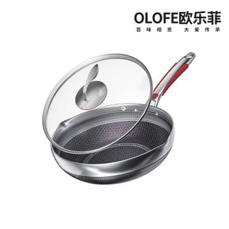 欧乐菲/OLOFE  不锈钢煎炒锅 28cm 少油烟 双面抗菌锅 OLO28K1