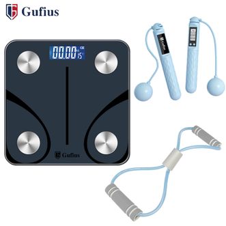 古菲斯（GUFIUS）  健身燃脂套装 体脂秤智能体重秤家用脂肪秤 称体重脂肪测量仪 计数跳绳拉力器 健康秤人体秤体脂称体重称脂肪称电子称电子秤S3
