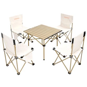 沃特曼  轻量便携式摆摊5件套阳台围炉煮茶桌椅75443