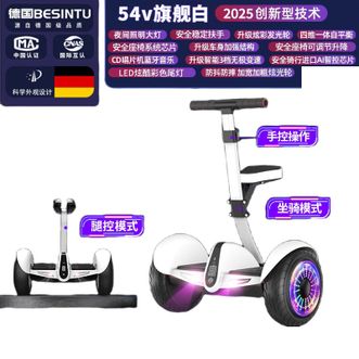 柏思图/besintu  智能腿控坐骑平衡车儿童成年带扶杆双轮平行车54V白色防爆炫光轮