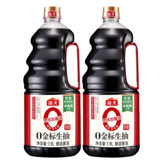 海天  0金标生抽酱油1.9L*2（0添加 酿造酱油 特级生抽 调料调味品）
