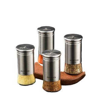 MAXCOOK  304不锈钢玻璃调料调味罐 撒盐瓶撒粉罐子糖粉烧烤撒料瓶MCTC1372