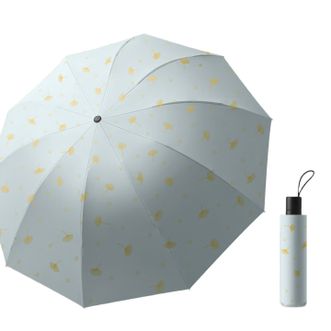 美度MAYDU   手动三折烫金反向伞黑胶晴雨两用男女防晒太阳伞折叠雨伞 M3051冷香绿