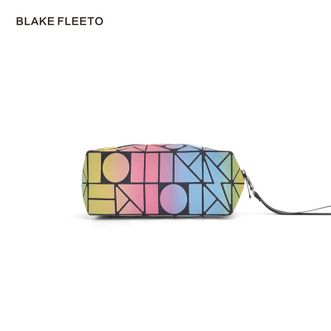BLAKEFLEETO时尚拼接几何手提包包彩虹配色拉链女包