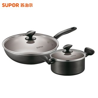 苏泊尔（SUPOR）  锅具两件套乐尚易洁不粘两件套30cm炒锅20cm汤锅家用厨房烹饪不粘锅具组合套装