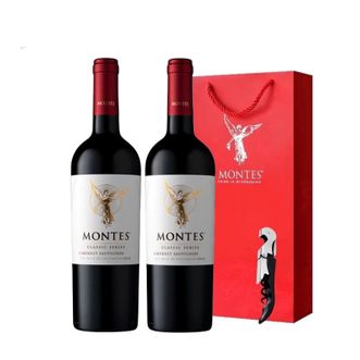 MONTES  蒙特斯天使红葡萄酒750ml 赤霞珠双支 礼袋装