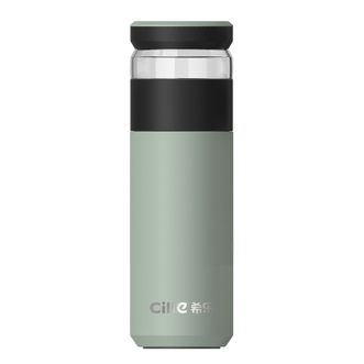 希乐  绅士泡茶杯保温杯大容量高档商务车载便携陶瓷内胆茶水分离杯520ml   XB-24135-520