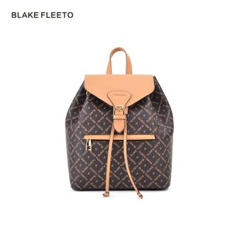 BLAKEFLEETO土黄配啡色背包休闲双肩包旅行包轻便女包大容量包包