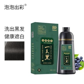 泡泡出彩  染发剂植物一支黑盖白发自然黑400ml 不沾头皮盖白发