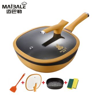 迈巴勒  钛极岩铸不粘炒锅32cm 锅身轻巧易颠锅内壁耐磨不挑炉灶