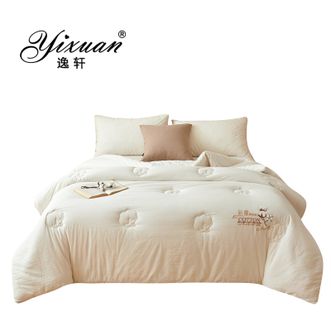逸轩/yixuan  纯色水洗带皱新疆棉花被 200*230cm4斤 双人春秋被 贵族-白 纯色简约天然棉芯不闷汗