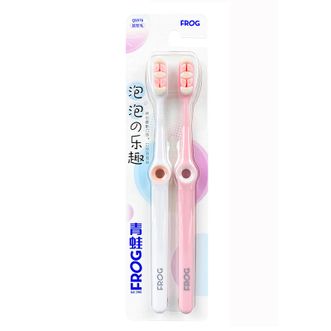 青蛙  泡泡牙刷软毛细毛孕妇月子成人情侣牙刷QS976-C6 2支装（颜色随机）