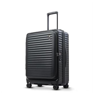 爱可乐（Echolac）前开盖行李箱大容量拉杆箱万向轮登机箱PC183F黑色20寸