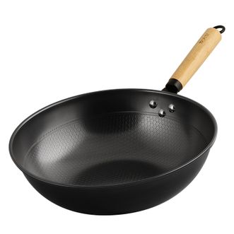 炊大皇  黑金蜂巢精铁炒锅32cm CG32HJ 中华熟铁炒锅铁锅平底炒菜