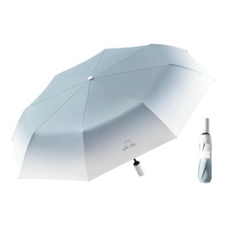 美度MAYDU   自动三折渐变太阳伞防晒晴雨伞遮阳伞坚固伞架-雾蓝色