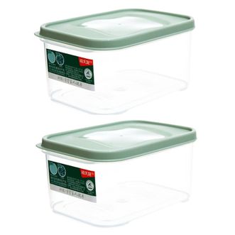 禧天龙抗菌冰箱保鲜盒食品级冰箱收纳盒密封盒蔬菜水果冷冻盒0.9L雾青两个装KH-4047