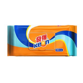 奇强  厨房湿巾纸去油去污家用大号清洁油烟机加大加厚湿纸巾去油污专用  80抽*12包/箱     （TH）