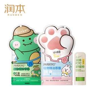 润本  植物精油香圈60条（森林+恐龙）+儿童舒缓棒7g温和舒缓泛红
