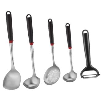 苏泊尔/Supor  小红圈锅铲组合套装 六件套汤勺铲子漏勺炒勺剥皮刀原装挂架