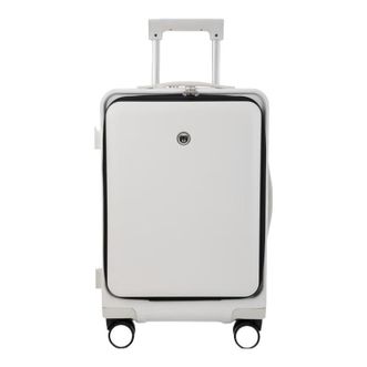 TYMON  双前盖登机旅行箱（铝框款）  TM-1907  烟白色18英寸