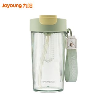 九阳（Joyoung）塑料杯 Tritan水杯大容量运动学生带吸管茶滤茶隔拎绳咖啡水杯 绿色500ml