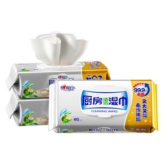心相印  厨房湿巾大包清洁抽取式去油污加大厨房加厚厨房用纸 40抽*3大包
