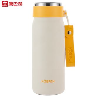 康巴赫  保温杯500mL 乐活系列316L不锈钢保温水杯茶水分离泡茶杯便携随行杯 淡奶白