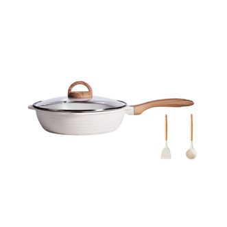 Jeetee  吉特炒锅不粘锅平底炒菜锅 深煎锅 带盖 28cm 炉具通用