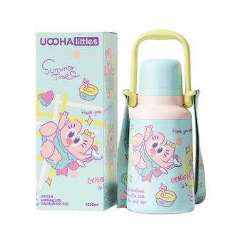 UOOHA Littles  保温悠悠桶 保温杯 大容量水杯1200ml 夏日绘语 绿黄UBW20-D