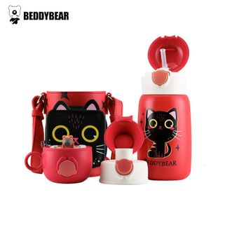 杯具熊（beddybear）   儿童保温杯毛绒系列幼儿园宝宝杯子小学生 熊抱儿童杯-朋克小猫 530ml