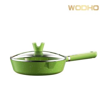 万德霍/WODHO  陶晶麦饭石煎炒锅 WDH-G0230802 平底锅 24cm 木把手 电陶炉 煤气炉 加高锅身 不粘锅