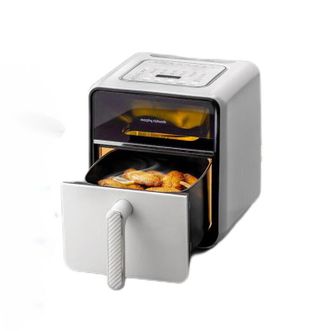 摩飞 /Morphy Richards  空气炸锅 家用大容量蒸汽烤薯条可视透明多功能智能触屏全自动预约定时MR8101 【富士白】蒸汽嫩烤 4L