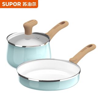 苏泊尔（SUPOR）  悦享轻珐琅24cm煎锅16cm汤锅锅具套装两件套VTP2215T