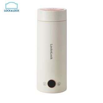 乐扣乐扣/Lock＆Lock  烧水杯电热水杯小型便携式烧水壶旅行加热水杯电热水壶户外烧水壶家用保温加热杯米白色0.4L