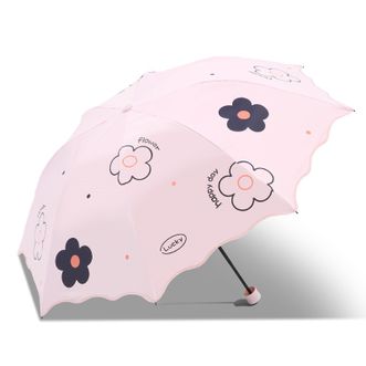 天堂伞  花朵传奇三折伞  新品  山樱粉  黑胶防晒防紫外线遮阳伞大花三折便携折叠晴雨两用伞女